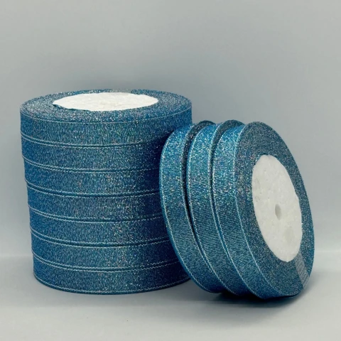 Тасьма парчева 1,2 см (25 ярдів/22,75 м.), 198 бірюза + срібло