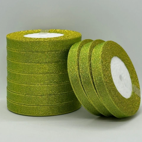 Тасьма парчева 1,2 см (25 ярдів/22,75 м.), 108 салатовий + золото