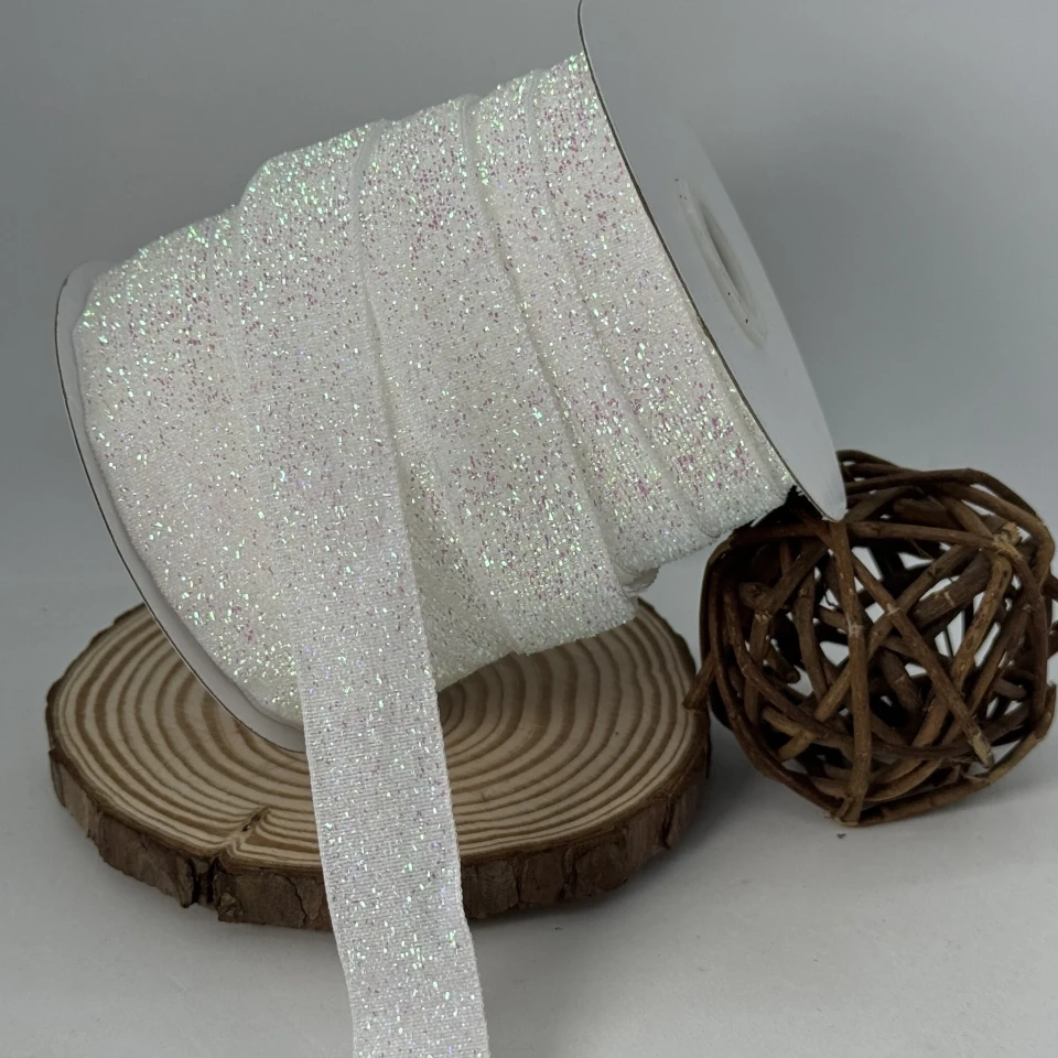 Оксамитова стрічка люрекс 2 см (25 ярдів/22,75 м.), 28 білий АВ