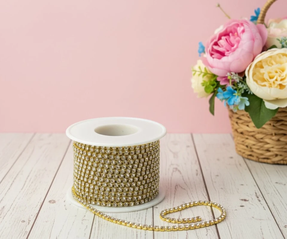 Цепи камни ss 8 2.5 мм (10 ярдов), золото