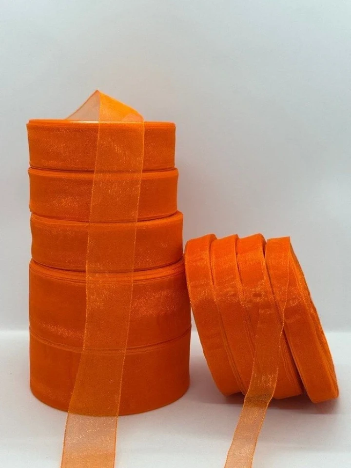 Лента органза 1,25 см (45 м.), 1025 помаранчевий