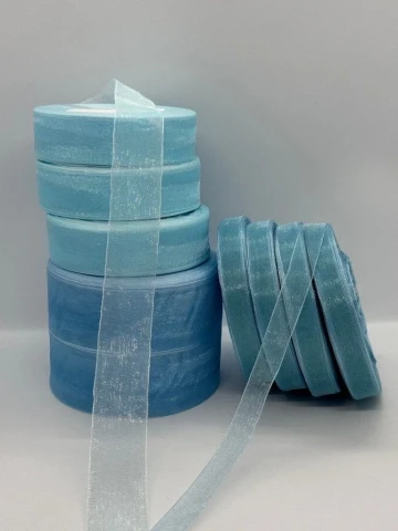 Лента органза 4 см (45 м.), 1093 блакитний