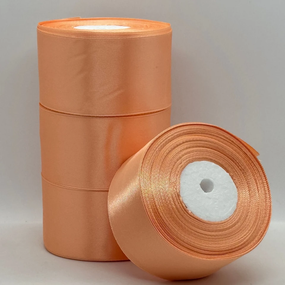 Атласная лента 5 см (33 м.), 124 персиковий