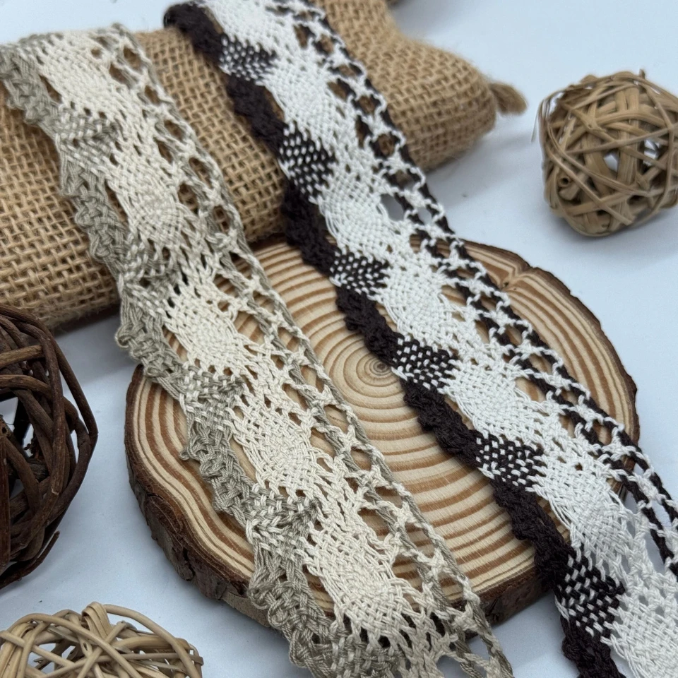 Кружево макраме "Жемчужное дыхание" 4 см (1 м.), бежевий+молочний