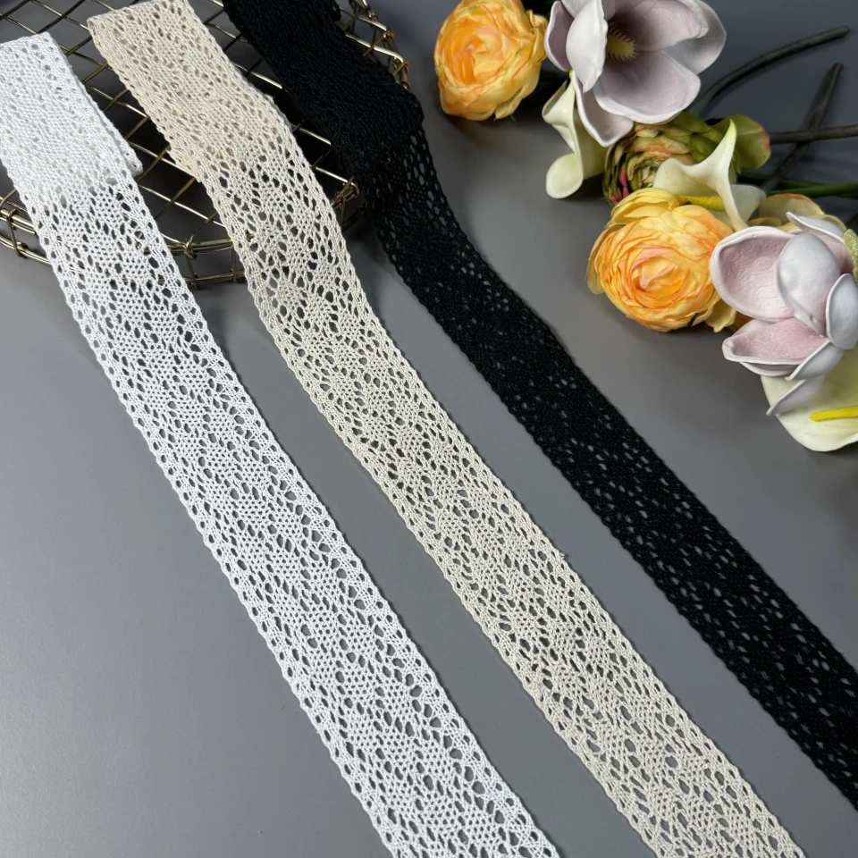 Мереживо макраме "Біла хвиля" 4,5 см (1м.), чорний