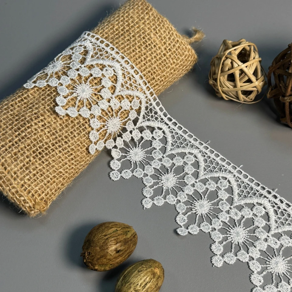 Кружево полиэстер "Молочная жемчужина" 6,5см.(1 м.), молочний