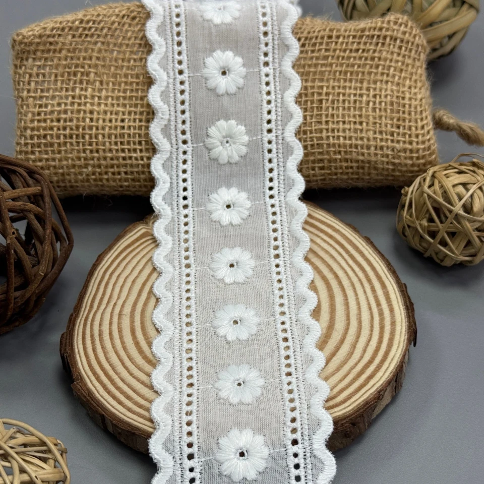 3D Мереживо прошва Лілея 6 см (1 метр), білий