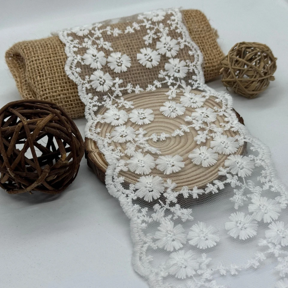 Органза кружево «Жемчужная облачко» 11,5 см (1 м.), білий