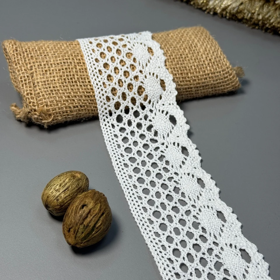 Кружево макраме "Линия спокойствия" 6 см (1 м.), молочний