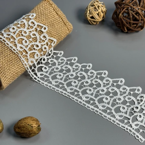 Кружево полиэстер "Легкий шепот" 8 см.(1 м.), білий (20 метрів)
