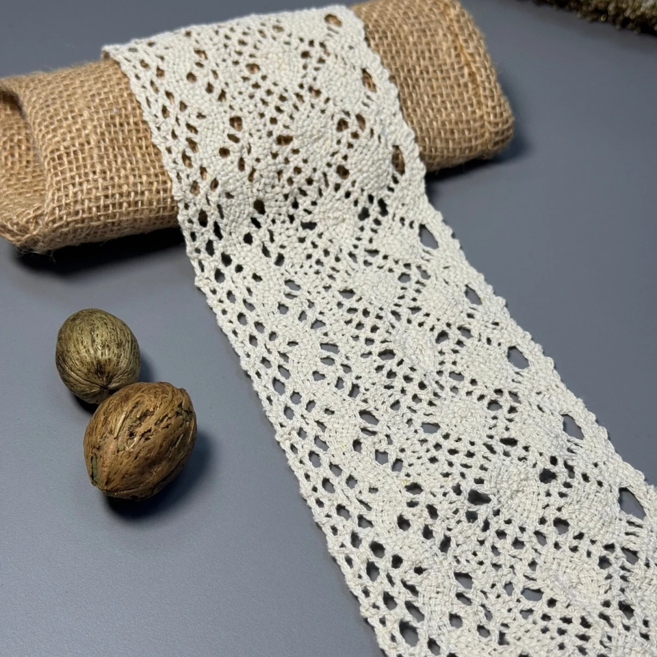 Мереживо макраме "Теплий ваніль" 8 см (1 м), бежевий