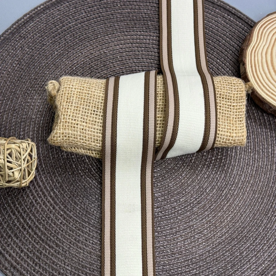 Лампас трикотажный Weekday 4 см (1 м), молочний+бежевий