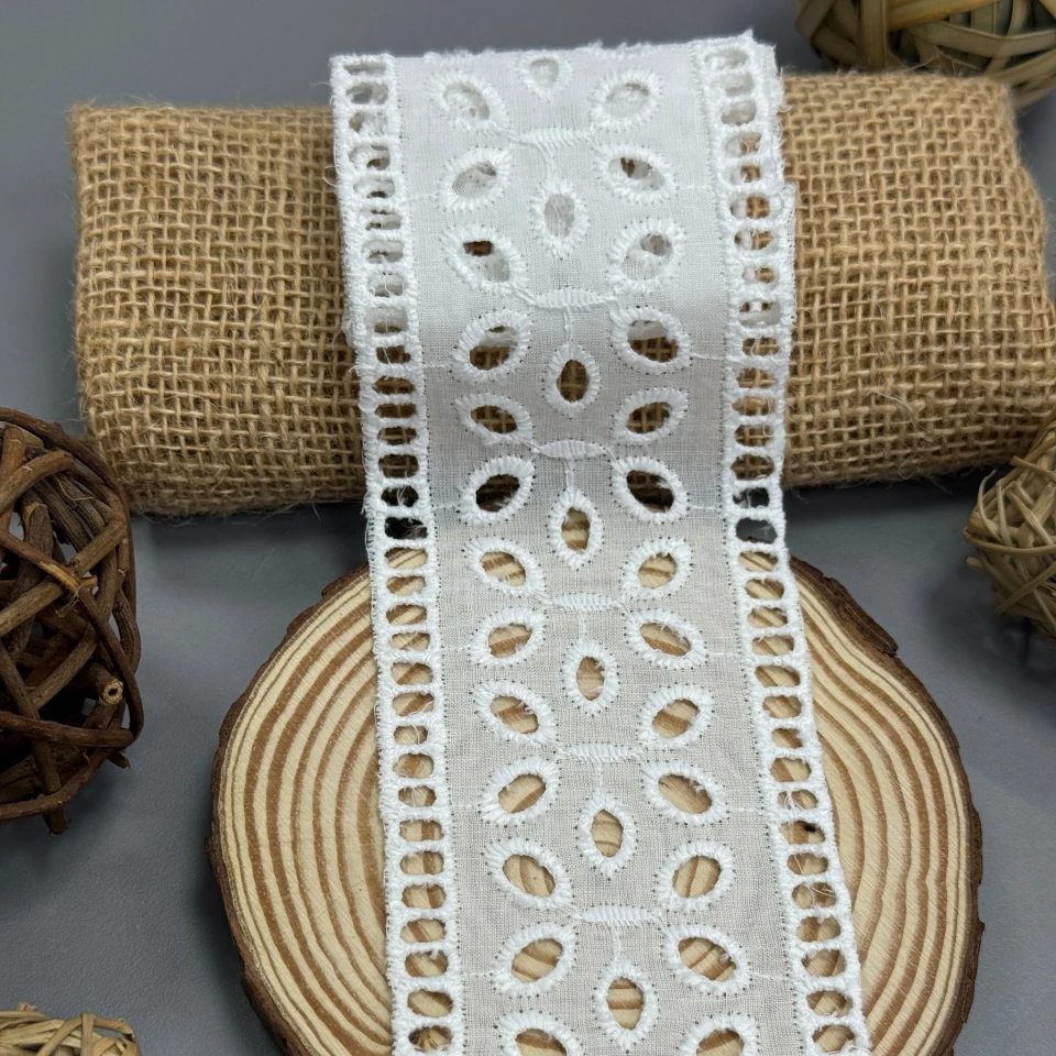 Кружево тесьма "Белое сияние" 6,5 см (1 м.), білий