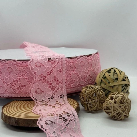 Кружево полиэстер цветное «Цветок соблазна» 6 см (1 м.), 8 рожевий