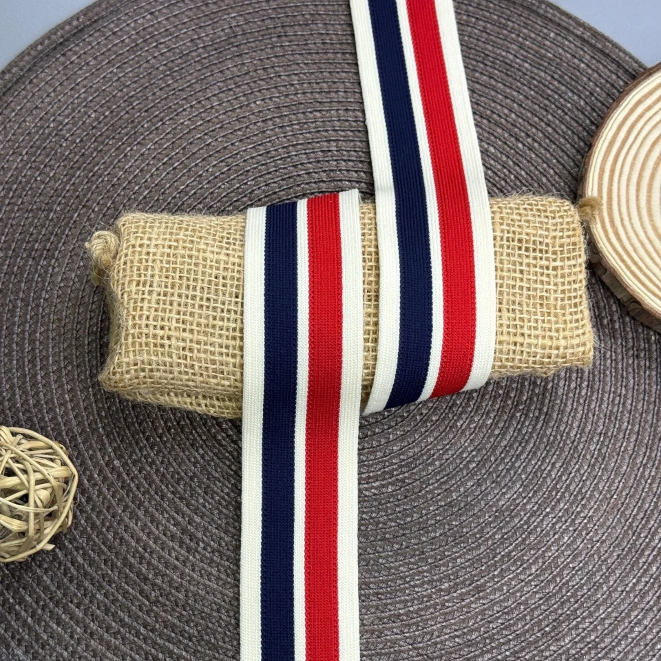 Лампас трикотажный Stripes 4 см (1 м), C:11 червоний+синій