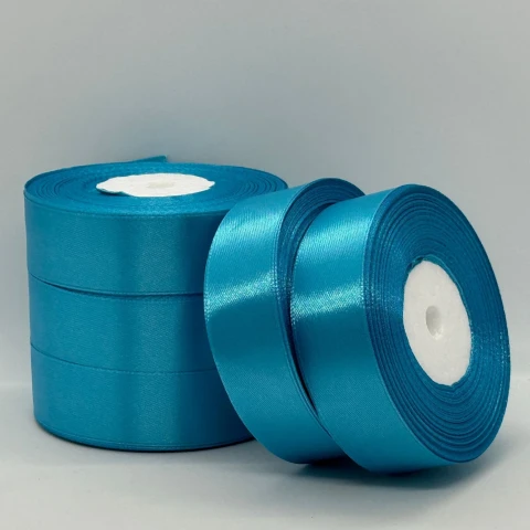Атласная лента 2,5 см (33 м.), 20 синій бірюза