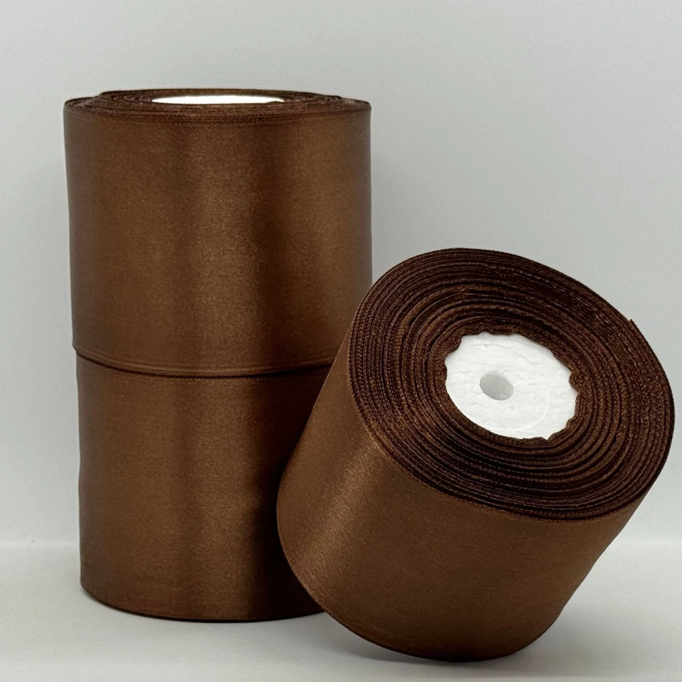 Атласна стрічка 7.5 см (33 м.), 31 темний коричневий