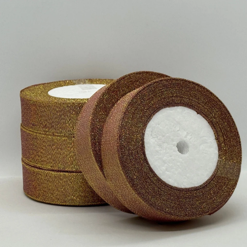 Тасьма парчева 2,5 см (25 ярдів/22,75 м.), 59 червоний + золото