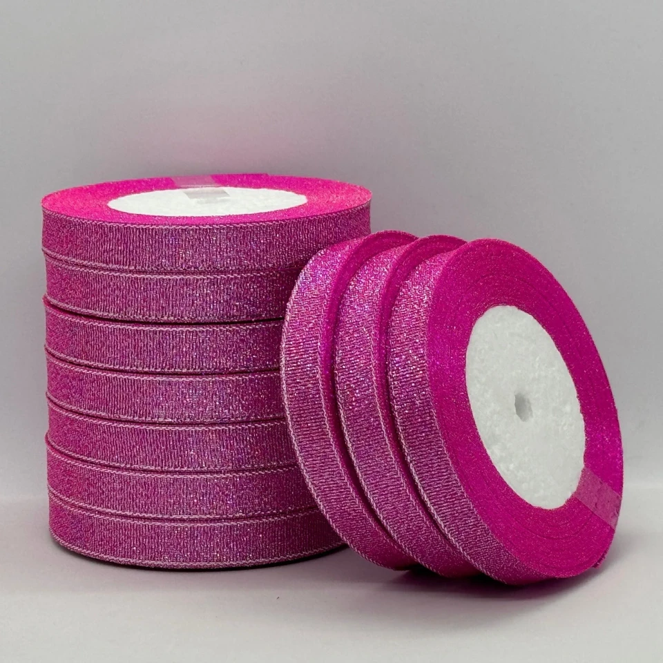 Лента парчовая 1,2 см (25 ярдов/22,75 м.), 34 ліловий + срібло