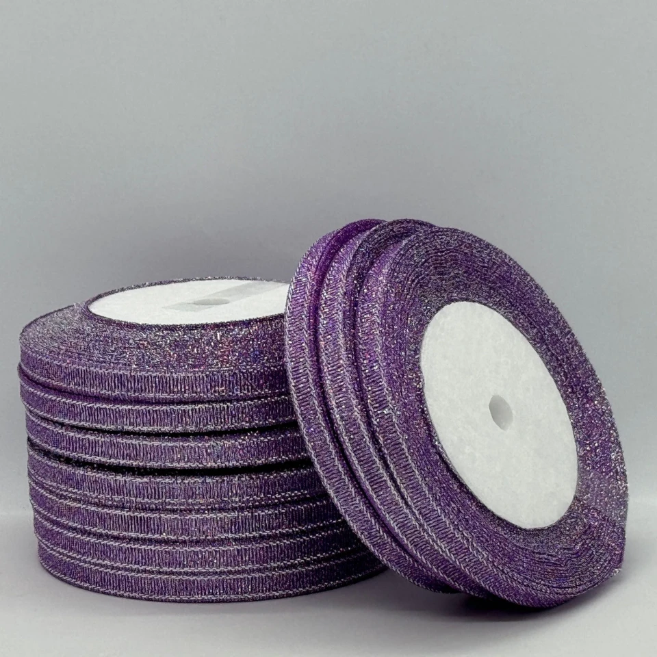 Тасьма парчева 0,6 см (25 ярдів/22,75 м.), 69 фіолетовий +срібло