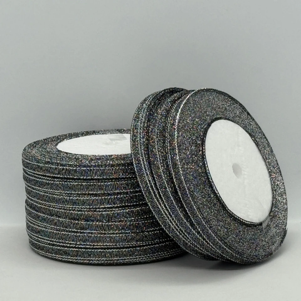 Тасьма парчева 0,6 см (25 ярдів/22,75 м.), 111 чорний +срібло