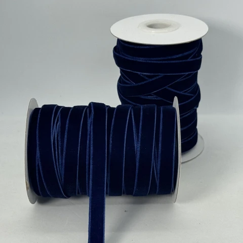 Бархатная лента 1 см (25 ярдов/22,75 м.), 52 темно синій