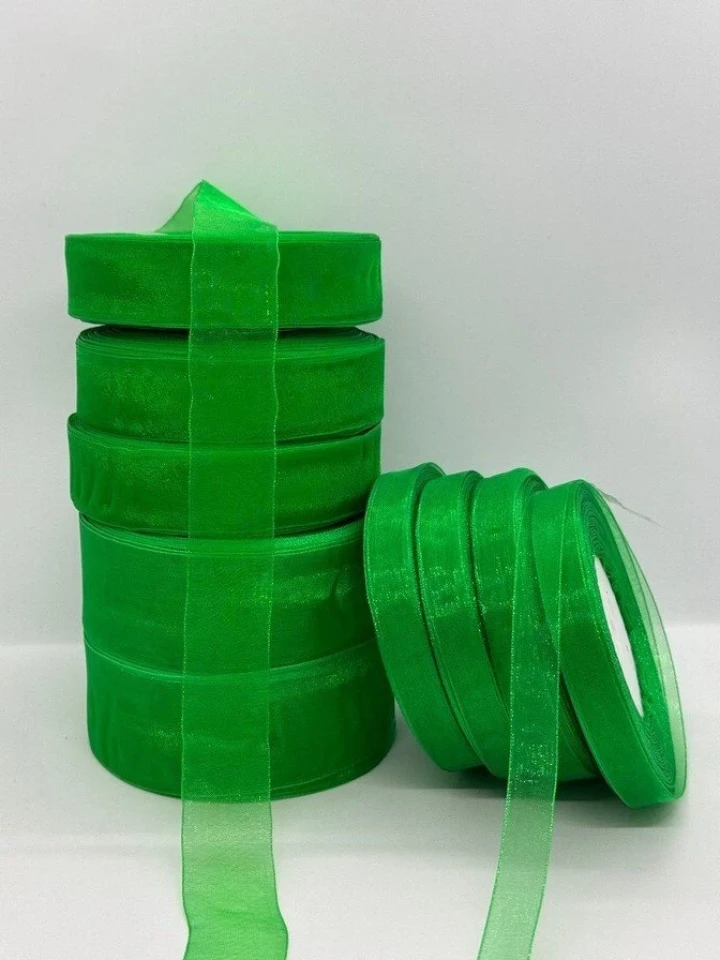 Лента органза 4 см (45 м.), 1019 зелений