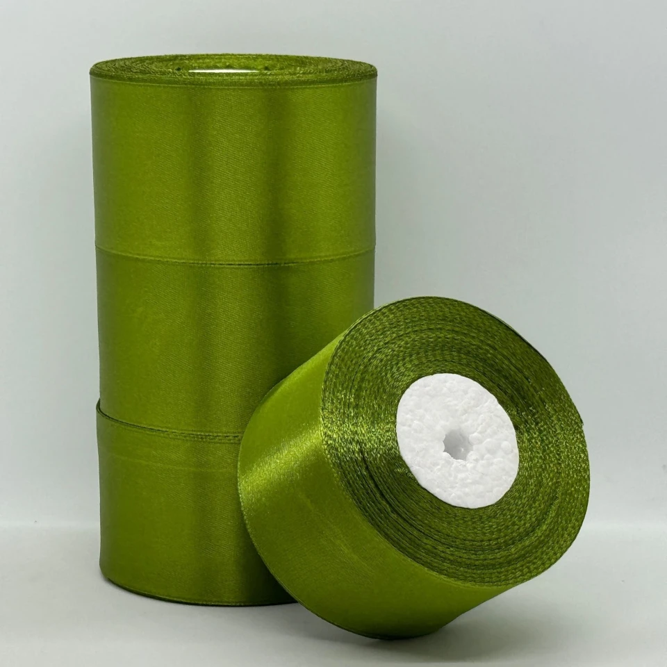 Атласная лента 5 см (33 м.), 108 оливковий