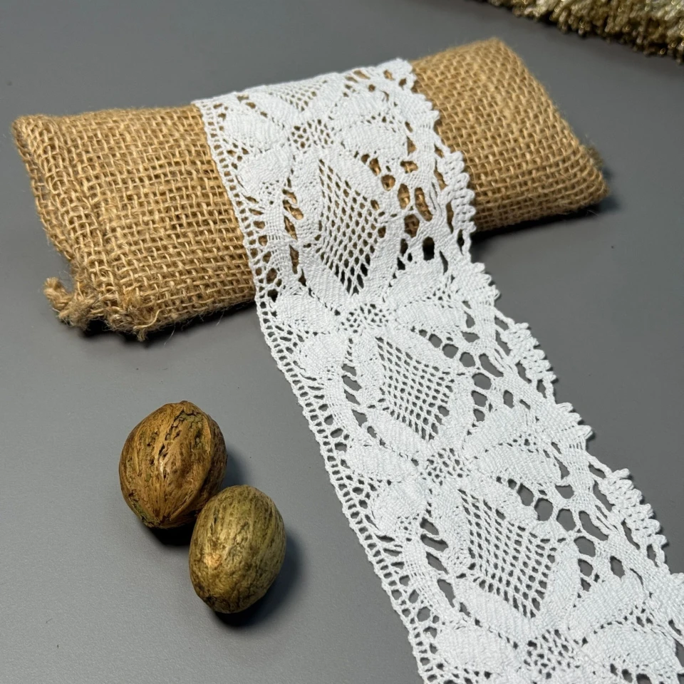 Кружево макраме "Цветочное кружево" 7 см.(1 м.), білий