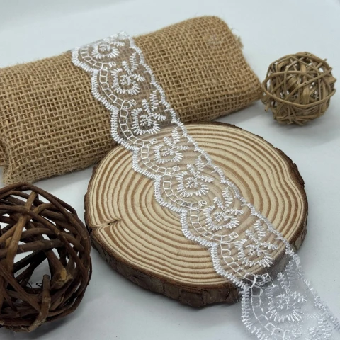 Органза кружево «Дыхание утра» 4 см.(10 ярдов/9.1 м.), білий