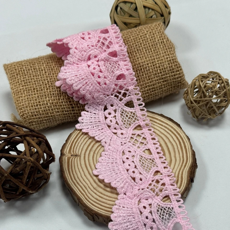 Кружево полиэстер "Шелковая феерия" 6 см. (1 м.), світло рожевий