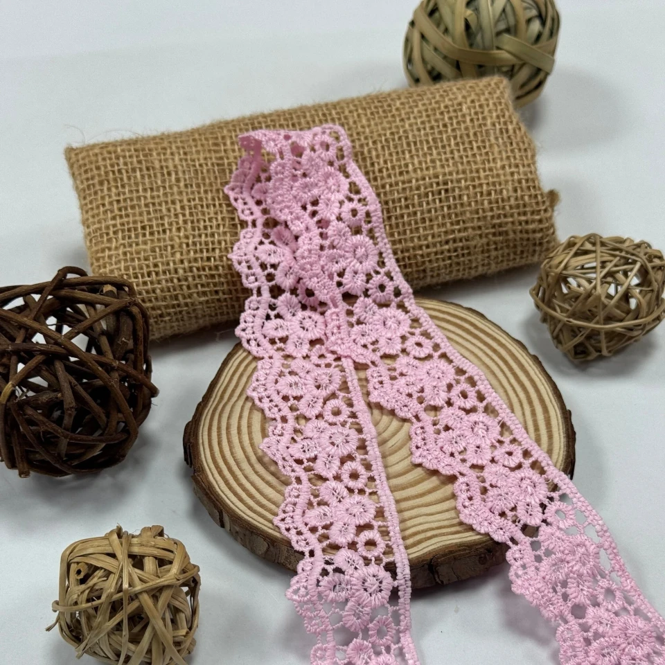 Кружево полиэстер "Свет нежности" 4 см. (1 м.), рожевий