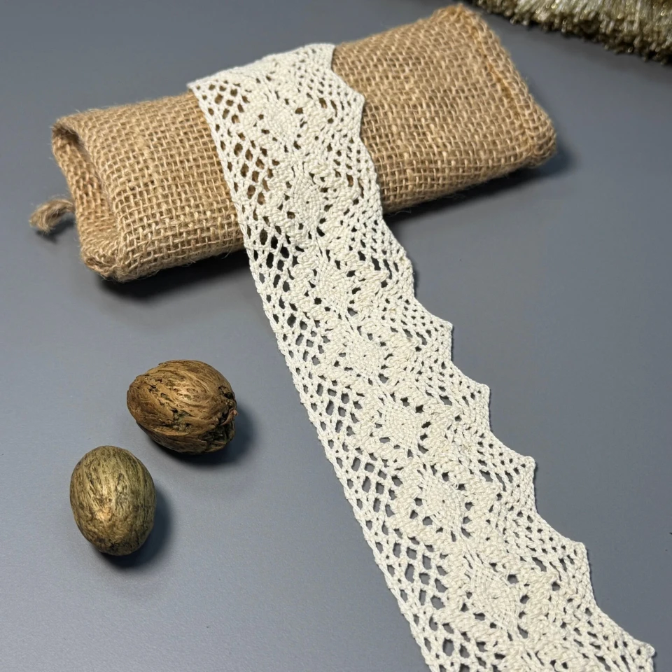 Кружево макраме "Розовая пудра" 5,5 см.(1м.), бежевий