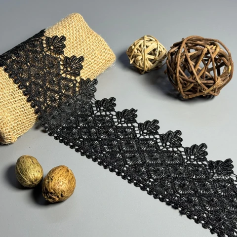 Кружево полиэстер "Белый полет" 9 см.(1 м.), чорний (19 метрів)
