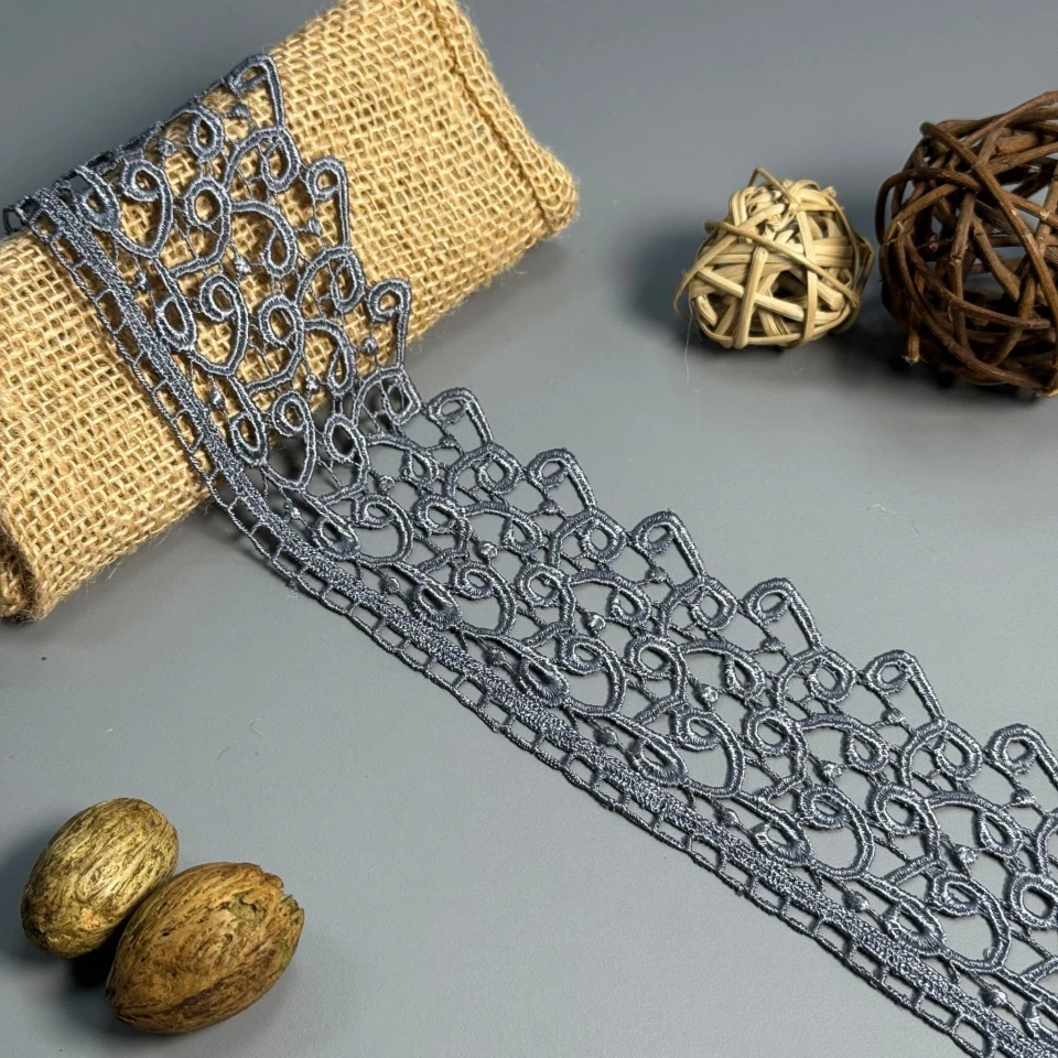 Кружево полиэстер "Легкий шепот" 8 см.(1 м.), сірий (20 метрів)