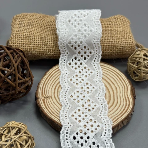 Кружево прощва "Цветочная симфония" 5,5 см (1 м.), Білий