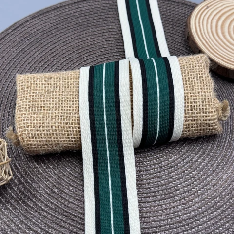 Трикотажный лампас Декор 4 см (1 м), білий+бірюза