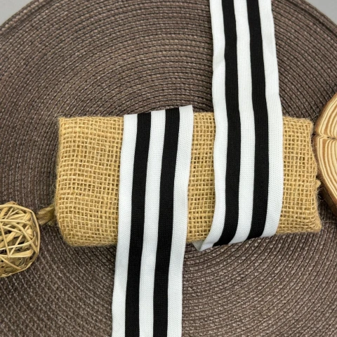 Лампас трикотажный Спорт 4 см (1 м), білий+чорний 5