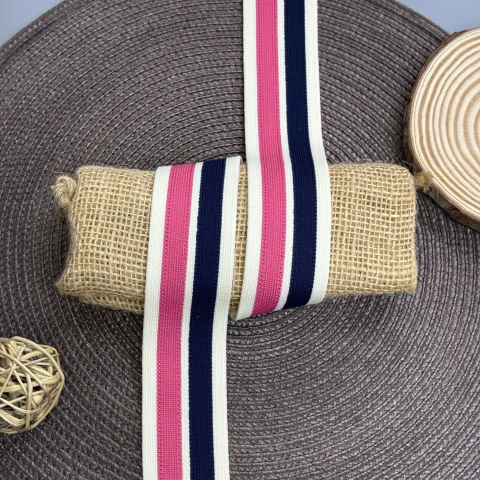 Трикотажний лампас Stripes 4 см (1 м), C:12 рожевий+синій