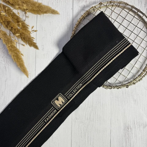 Трикотажный пояс довяз Рибана "М" FASHION COLLECTION (13 см*90 см), чорний+молочний