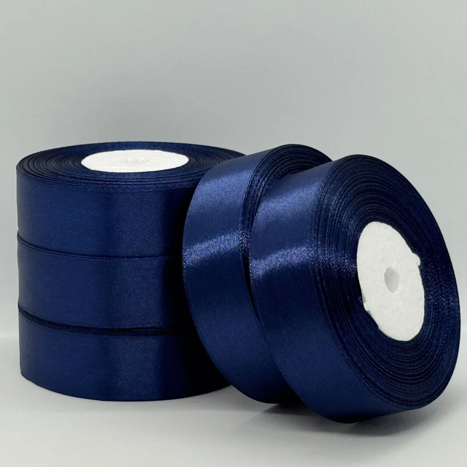 Атласная лента 2,5 см (33 м.), 120 синій шкільний