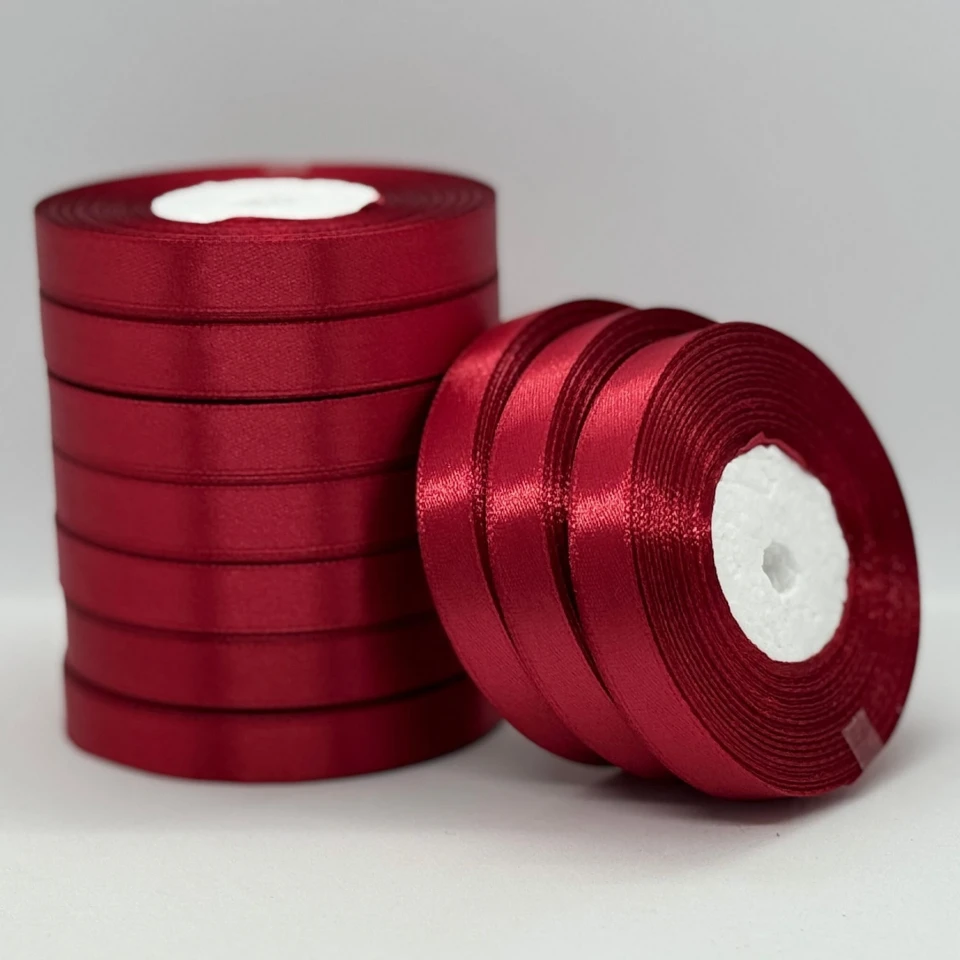 Атласная лента 1.2 см (33 м.), 33 темний червоний