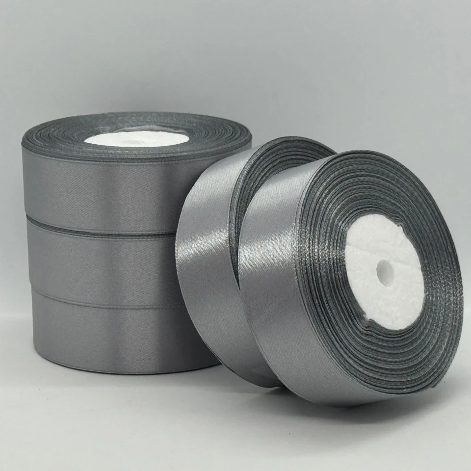 Атласна стрічка 2.5 см (33 м.), 180 темний сірий