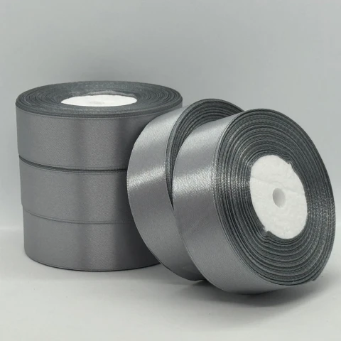 Атласна стрічка 2.5 см (33 м.), 180 темний сірий