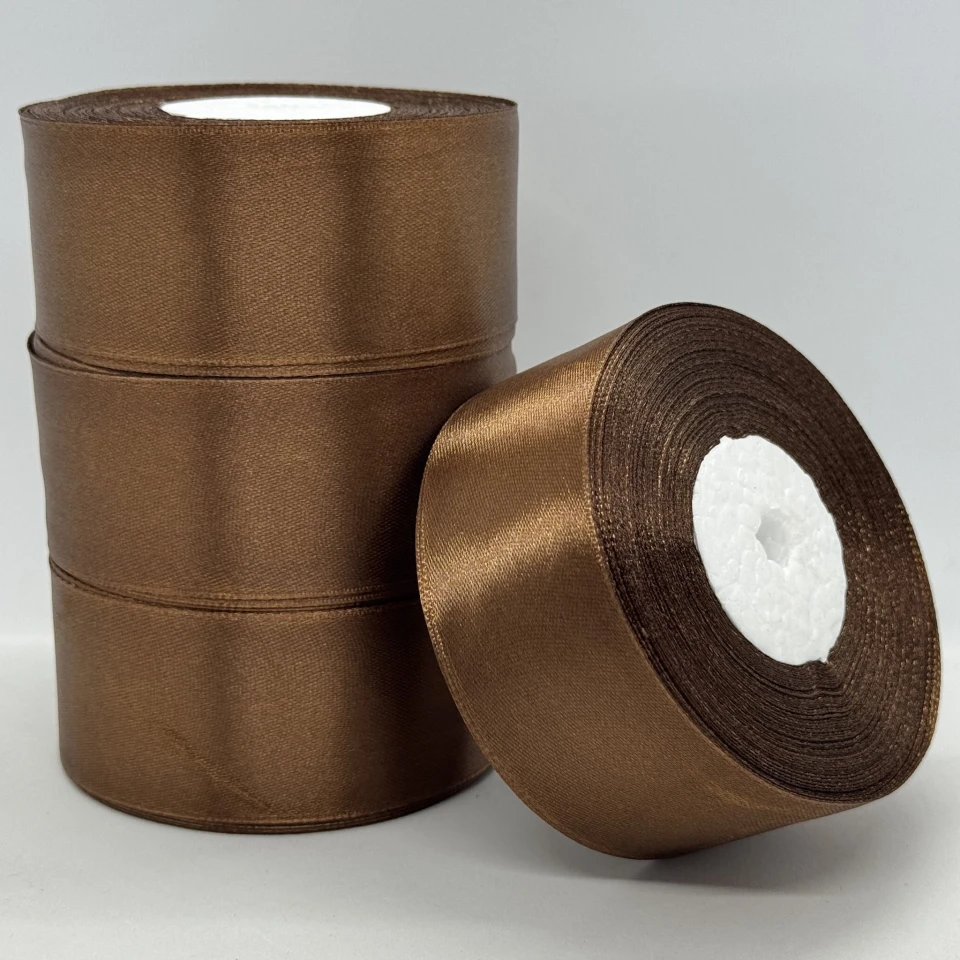 Атласная лента 4 см (33 м.), 142 коричневий