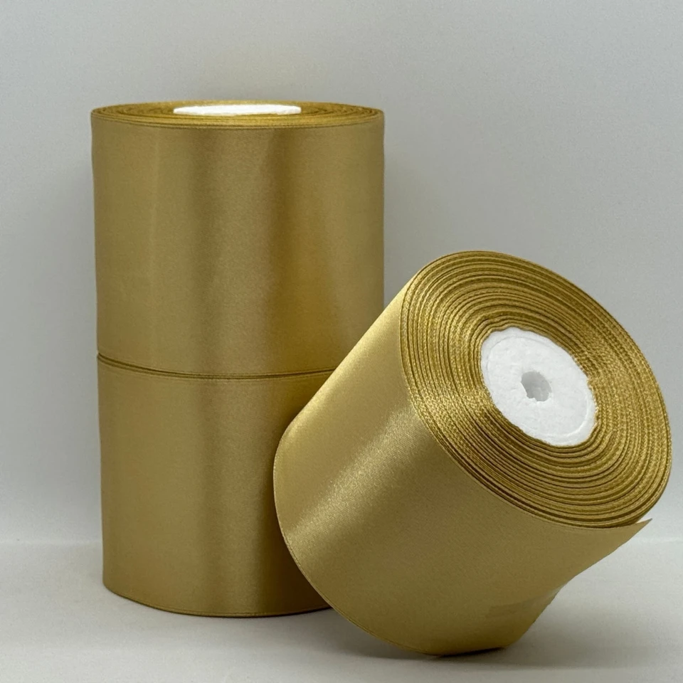 Атласная лента 7.5 см (33 м.), 186 золото