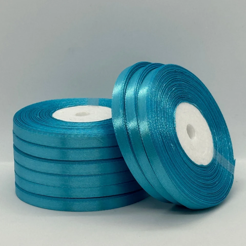 Атласная лента 0.6 см (33 м.), 20 синій бірюза