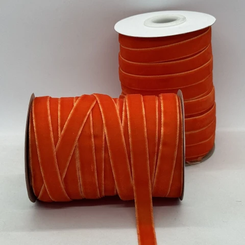 Бархатная лента 1 см (25 ярдов/22,75 м.), 22 помаранчевий
