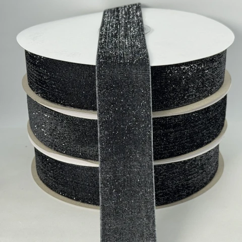 Оксамитова стрічка люрекс 3.8 см (25 ярдів/22,75 м.), 29 сірий