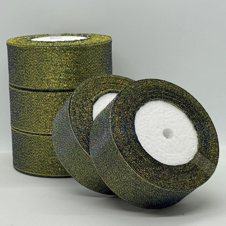 Лента парчевая 4 см (25 ярдов/22,75 м.), 40 сосновий + золото